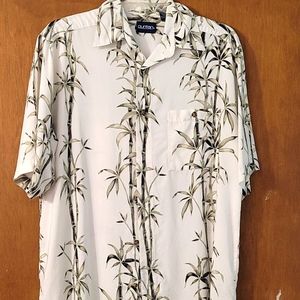 Puritan men's cream and green tropical short sleeve shirt Small